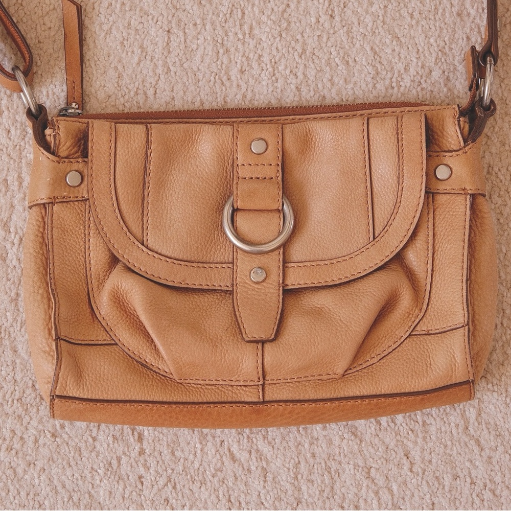 Fossil Tan Leather Crossbody Bag